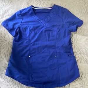 blue scrub top size medium